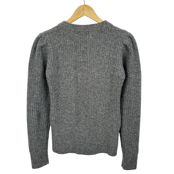 Something Navy Womens Cable Knit Sweater XS Gray Puff Sleeve Bling Wool Preppy - Picture 3 of 14